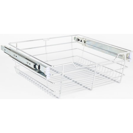 Hardware Resources Chrome Closet Pullout Basket with Slides 14"Dx17"Wx6"H POB1-14176CH